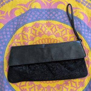Charlotte Russe Vintage Black Clutch Lace Overlay OS